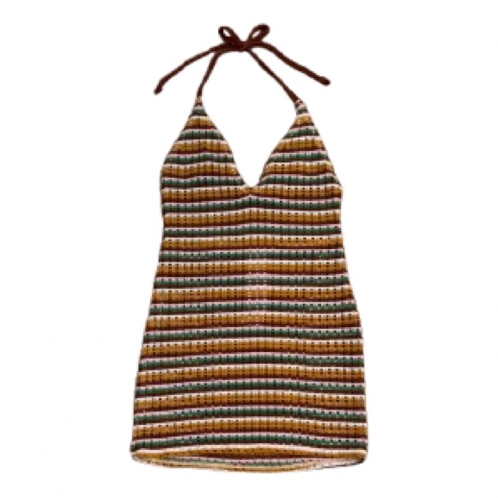 062 NWT Wild Fable Crochet Halter‎ Tie Beach Cover Dress - Size: Small